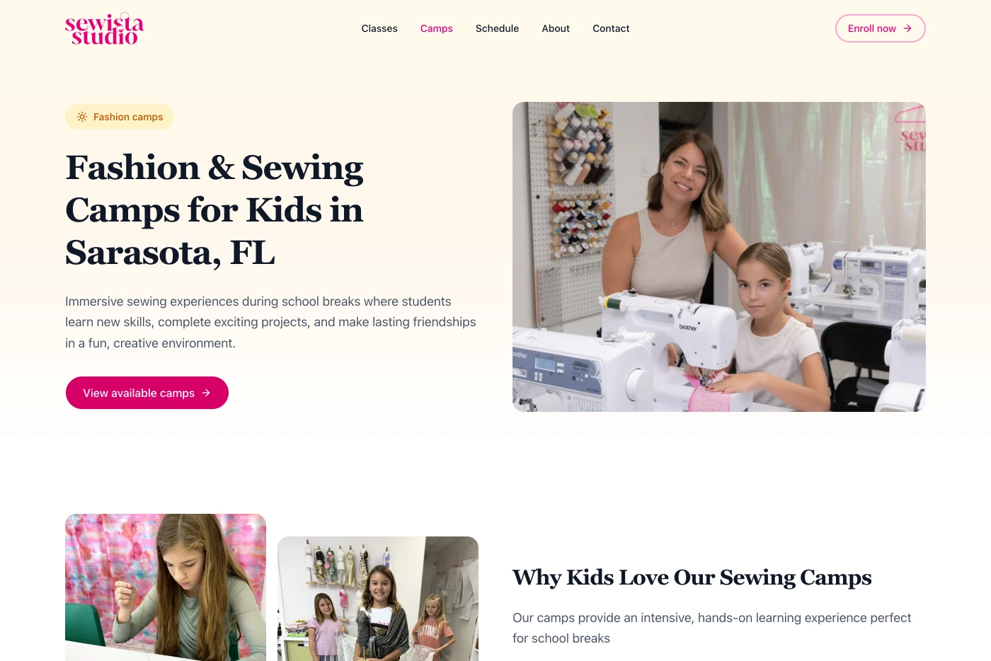 Sewista Studio sewing school website redesign by Website SRQ. Web design Sarasota FL