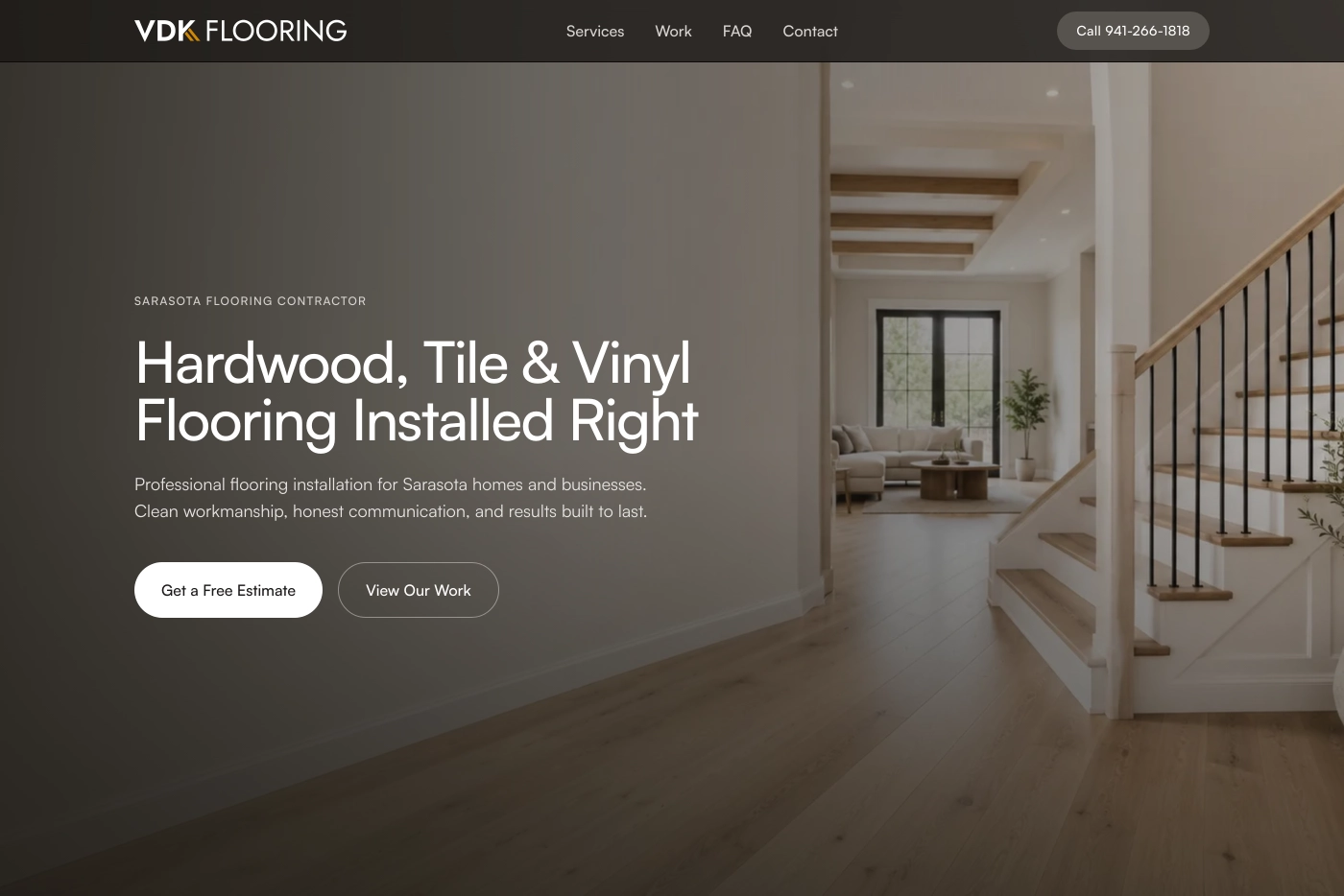 VDK Flooring website redesign by Website SRQ. Sarasota web design for a flooring company